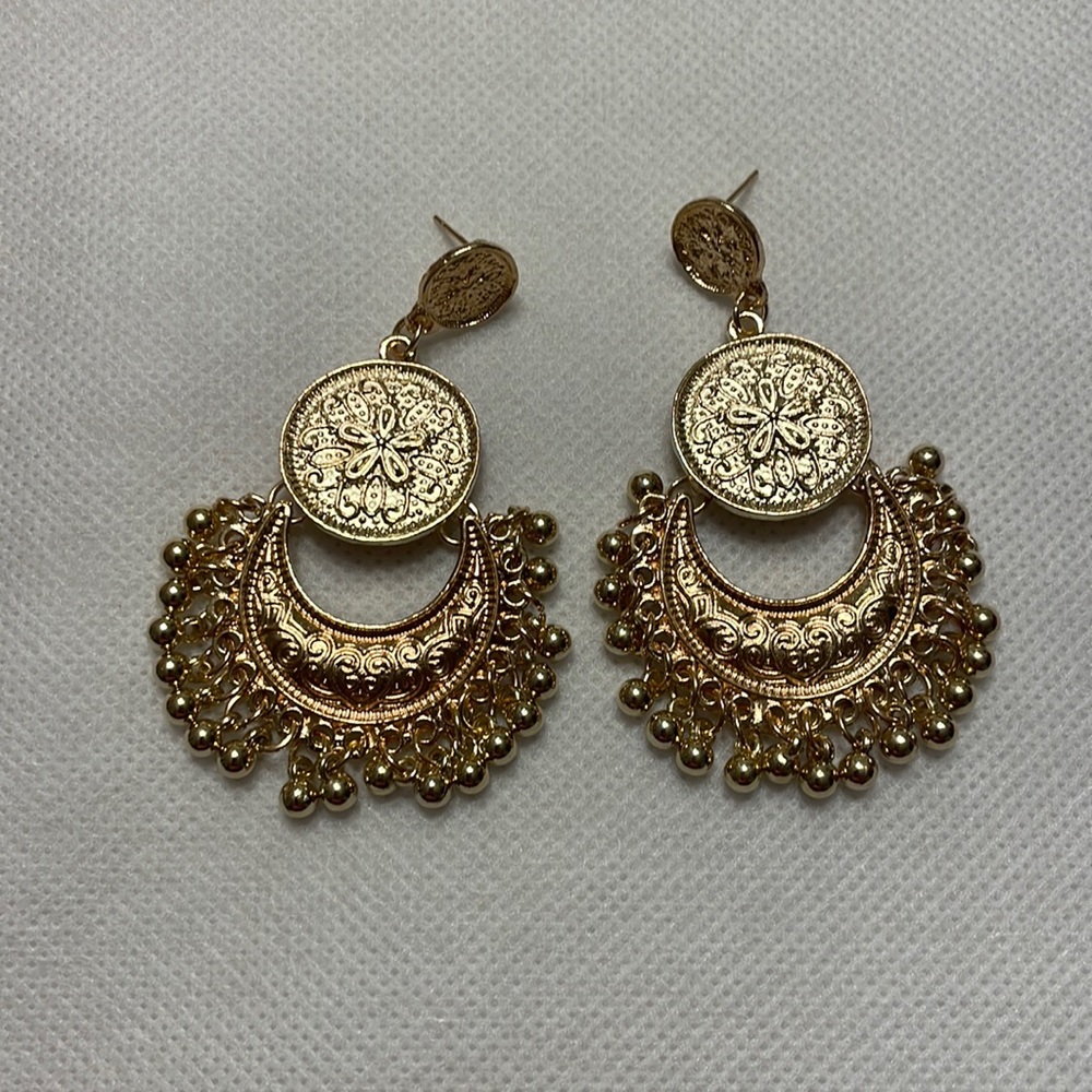 Bohemian Gold Layered Dangle Earrings